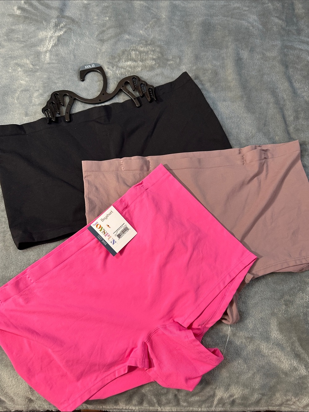 NWT Joyspun  3 Pack Women's Boyshort Panties Pink, Black, Taupe Sz XXXL 22